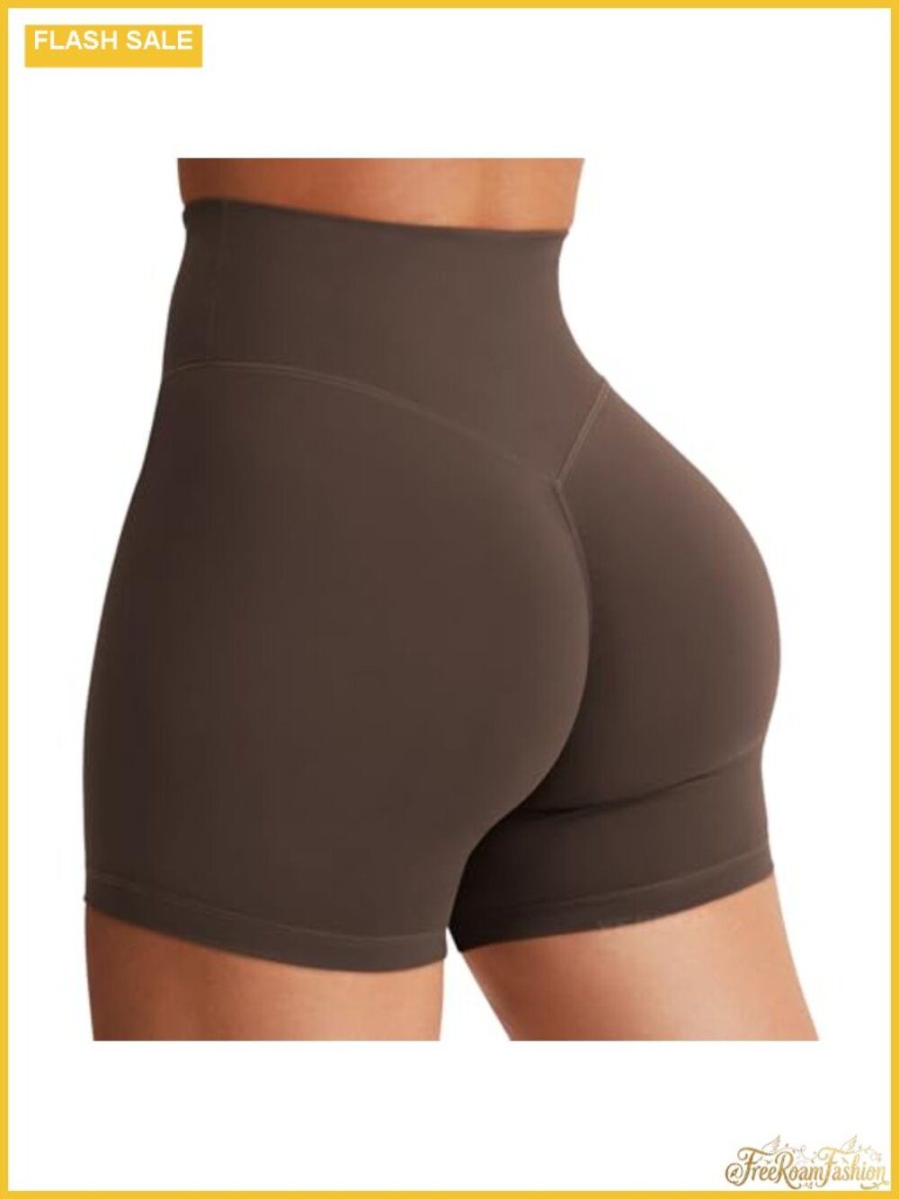 High Waist Scrunch Biker Shorts with V Back Waistband, No Front Seam, Squat
